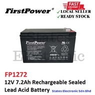 Genuine FirstPower 12V 7.2Ah Rechargeable Sealed Lead Acid Battery - FP1272