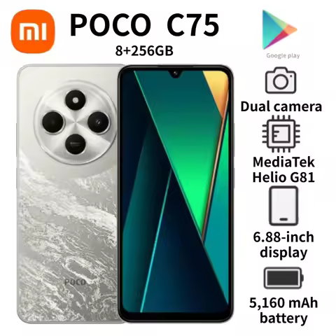 POCO C75 global edition mobile phone with 6.88-inch screen, 120hz refresh rate, 5160mah battery, 8GB