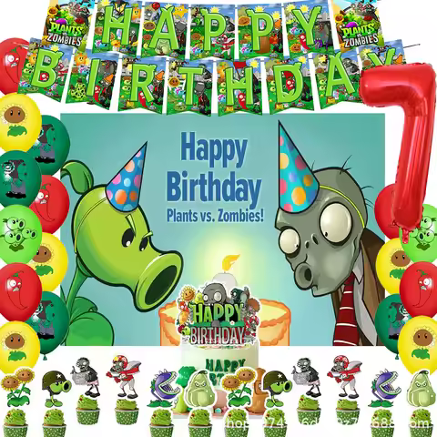 Plant and Zombies Theme Birthday Party Supplies Decor Hot Game Zombie Balloon Backdrop Cake Topper B
