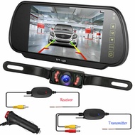 Bileeko 7" Rear View Monitor Mirror Wireless Reverse Backup Camera Kit For Car Truck Van