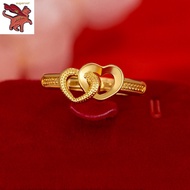 Original 916 Gold Ring Pawnable Candy Fried Dough Twists Ring Adjustable for Women
