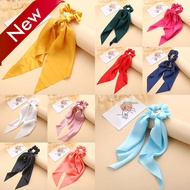 Women Scrunchies Solid Long Hair Ribbon Ponytail Scarf Sweet Elastic Hair Band Hair Accessories
