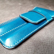 真牛皮手作雙色鋼筆套 筆袋/盒 雙支裝 萬寶龍 客製 免費印英文字