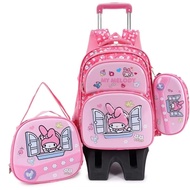 M&H 16-Inch Detachable High-Leg Trolley School Bag 3-Piece Complete Set Kids Luggage