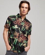 Superdry Short Sleeve Hawaiian Shirt - Black Pineapples