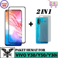 TEMPERED GLASS VIVO Y30 Y50 Y30i ANTI GORES FREE GARSKIN CARBON 3D