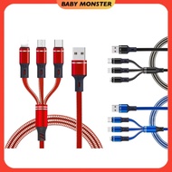 BMS 3 In 1 USB Type C Cable Fast Charging Data Cable 3.5A 5A Kabel USB 3 dalam 1 三合一 USB 数据线