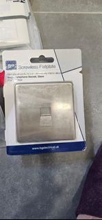 BG Electrical  | British General Single Telephone Slave Socket, Brushed Steel 寬頻掣面