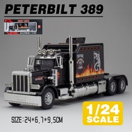 1:24 PETERBILT 389 Diecast Truck Car Model Collection with Sound and Light Toys