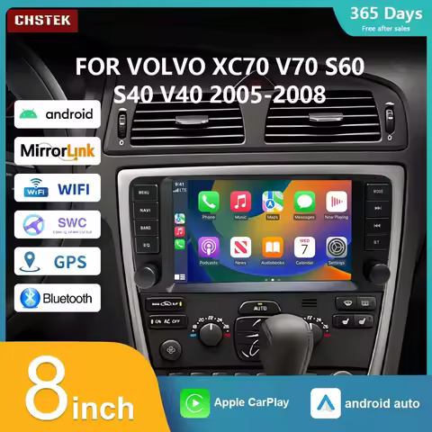 CHSTEK Car Radio Wireless Carplay Multimedia Player For VOLVO XC70 V70 S60 S40 V40 2005-2008 Android