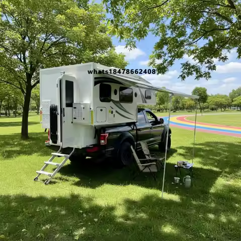 Slide-In 4x4 4 Person Pick-Up Truck Camper Foldable Roof Lightweight Overland Trailer Rooftop Awning