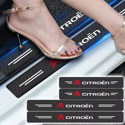 1/4/5Pcs Car Door Sill Scuff Plate Decor Carbon Fiber Stickers For Citroen C3 C4 Berlingo C1 Jumper
