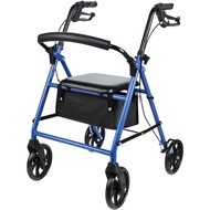 Folding Rollator Walker with Seat, 4-Wheels and Convenient Storage Bag, Adjustable Handle Height, Su