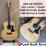 A&amp;K Guitar AK Gitar 36"' Junior Travel Size SEMI Acoustic Guitar with Pickup &amp; Tuner Kapok Guitar Akustik AK120EQ