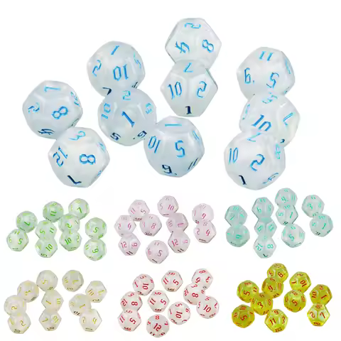 10Pcs D12 White Dice Set, Plastic D12 for Role Playing Board Games - Gaming Accessories
