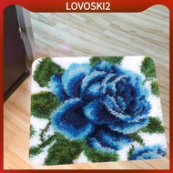 [LovoskiacMY] Latch Hook Rugs 18x18inches Blanket Carpet Blue Petal 30 Cm 23 Cm Blue Petal