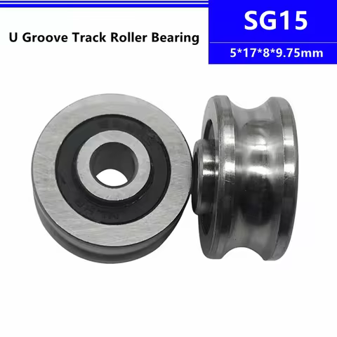 U Groove Bearing SG15 5*17*8*9.75mm Steel Pulley Track Guide Roller Ball Bearing wheel SG15-2RS SG15
