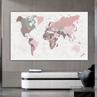 World Map Canvas printing Print Pink Colors Wall Art Canvas Painting Big Size s Wall Picture for Liv