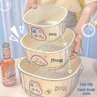 Basket Set with Pots of 6 Piece Set of 3 Baskets and 2-Layer Plastic Vegetable Washing Basin for Fru