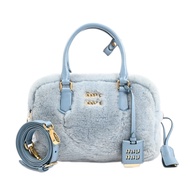 [二手] Miu MIU MIU兩用手提包，5BB124，毛絨，藍色。