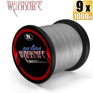 Warknife 9เส้นถักเอ็นตกปลา1000เมตรเส้น PE 15-310LB 6.8-141กิโลกรัมสีเทาสีขาว