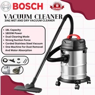 BOSCH 3-in-1 Stainless Steel Vacuum Cleaner 1800W Power, 18L Capacity, Wet & Dry with Dust Mite Remo