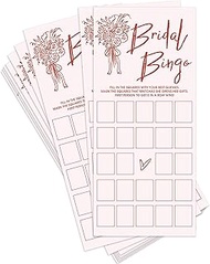Wedding Shower Bingo Game Cards, Pink Bow Bingo Game Theme, 25 Gender Neutral Cards, Pink Ribbon Wed