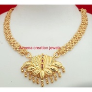 Gold plated necklace Malai with tamarai pendent not 916 18 inch