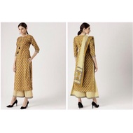 Kurti India Size XS M L XL XXL Brand Libas Set Celana & Selendang / Libas Women Olive Green & Beige 
