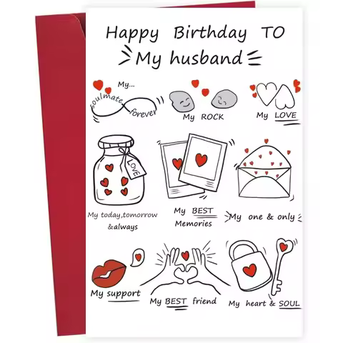 Romantic Husband Birthday Card "Happy Birthday To My Husband My Best Friend My Heart & Soul" Sweet D