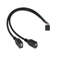 30CM 10 Pin Motherboard Female Header to 2 Port Dual USB 2.0 Male Adapter Y Splitter Cable (10Pin/2AM)