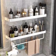 White Bathroom Rack Wall-Mounted Towel Rack Cosmetic Rack Shampoo Rack Toiletries Rack Bathroom Accessories