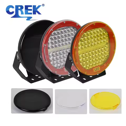9inch Amber PC Cover Car LED Work Light Black Protect Mask 96W 185W Offroad SUV 4x4 Driving Lamp Tru