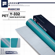 MERAH 50CM Sticker SKOTLET FANCHI Y-332 Y332 Magic Blue Flip Red biru Lembayung Red PET per 50CM