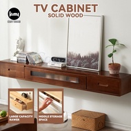 CosyFH TV Console Cabinet Solid Wood Wall Hanging Wall Living Room Bedroom Narrow TV Cabinet
