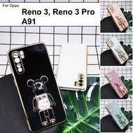 Oppo Reno3 Oppo A91 Reno 3 Pro Cute Bear Mobile Phone Stand I Ring DIY Colorful Holder Housing Cover
