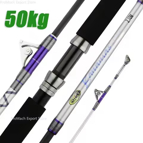 1.98M 2.1M Superhard 50kg Section 2 Roller Guide Big Game Fishing Pole Boat Rod Straight Butt Deep S