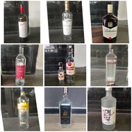 BOTOL KACA BEKAS MINUMAN WINE WHISKY PENFOLDS BACARDI DRUM ARAK BALI MACALLAN 12 GORDONS ANDONG SOJU