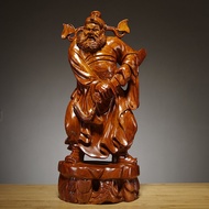 Black Ebony Wood Carving Zhong Kui God of Fortune Statue Home Decorations Real Wood Sculpture for Sh