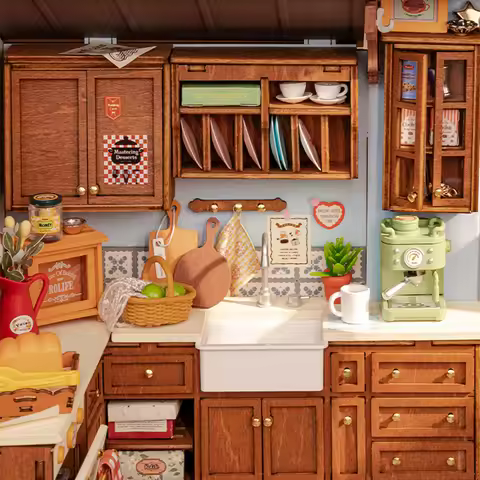 Rolife DIY Miniature Dollhouse Kit Baking Kitchen Crafts Hobbies Amazing Gift for Women Children DG1