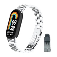 T-BLUER Compatible for Xiaomi Mi Band 8 Band,Mi Band 8 Stainless Steel Metal Replacement Strap Brace