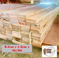 Recycle pine wood 8.2cm x 1.3cm x 2/4/6 kaki / siap ketam / DIY / recon kayu pine / kayu murah /pallet kayu