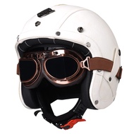 หมวกกันน็อคสกู๊ตเตอร์2024 3/4เปิดหน้าหมวกกันน็อคหนังสไตล์วินเทจสำหรับ Vespa Honda DOT