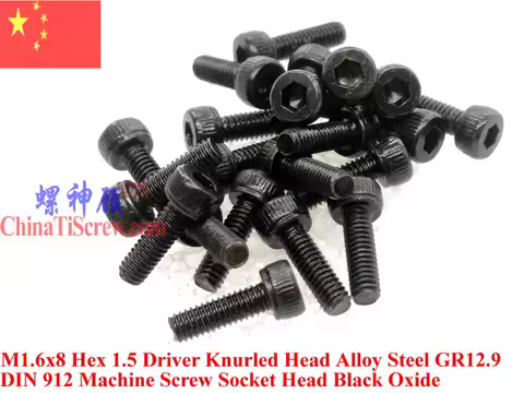 Grade 12.9 DIN 912 M1.6 screw M1.6x3 M1.6x4 M1.6x5 M1.6x6 M1.6x8 M1.6x10 M1.6x12 Black Oxide 100 pcs