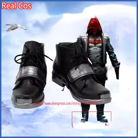 RealCos Arkham City Red Hood Jason Todd Robin Cosplay Shoes Boots Halloween Cosplay Costume Props