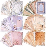 60 Sheets Vintage Lace Edged Scrapbook Paper Set – 6-Pack Assorted Retro Stationery for Letters, Scr