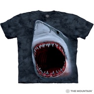 The Mountain blue personality 3D three-dimensional big shark pattern mens and womens summer short-sleeved pure cotton round neck T-shirt