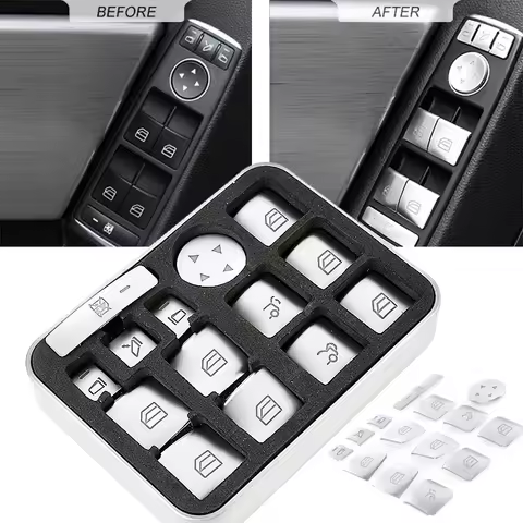 Car Window Lift Button Cover Sticker Switch Panel Styling for Mercedes Benz A B C Class W204 W212 GL
