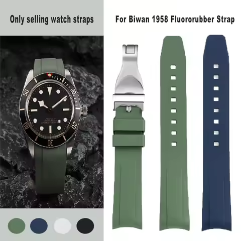 Fkm 20mm Watch Straps For Tudor Byfjord 1958 M79030N M79030B Curved Fluororubber waterproof Bracelet