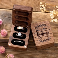 [Customized] Triple Flip Wooden Ring Box Custom Wedding Ring Box Engagement Ring BoxHeirloom Ring Bo